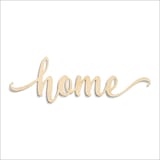 Laser-cut baltic birch silhouette of HOME SCRIPT