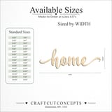 Size reference chart for HOME SCRIPT