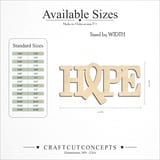 Size reference chart for HOPE RIBBON