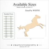 Size reference chart for LEAPING HORSE