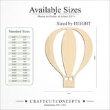 Size reference chart for HOT AIR BALLOON CLASSIC PANEL
