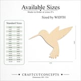 Size reference chart for HUMMINGBIRD HOVERING