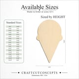 Size reference chart for ICE CREAM CONE SINGLE SCOOP