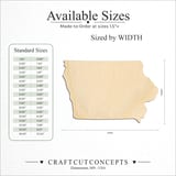 Size reference chart for IOWA STATE CRAFT VARIANT