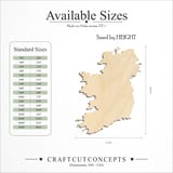 Size reference chart for Ireland Silhouette