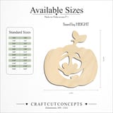 Size reference chart for Jack-O'-Lantern Wink Curled Vine