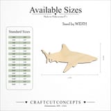 Size reference chart for JAGGED FIN SHARK