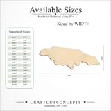Size reference chart for JAMAICA