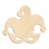 Laser-cut baltic birch silhouette of Jester Mask