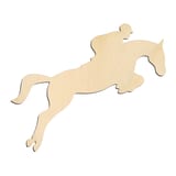 Laser-cut baltic birch silhouette of JUMPING HORSE AND RIDER