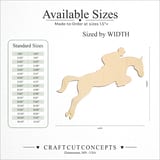 Size reference chart for JUMPING HORSE AND RIDER