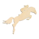 Laser-cut baltic birch silhouette of JUMPING RIDER HORSE
