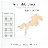 Size reference chart for JUMPING RIDER HORSE