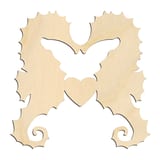 Laser-cut baltic birch silhouette of KISSING HEART SEA HORSE