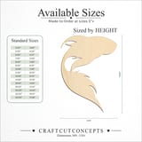Size reference chart for KOI FISH CURVED UPWARD