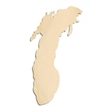 Laser-cut baltic birch silhouette of LAKE MICHIGAN