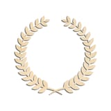 Laser-cut baltic birch silhouette of LAUREL BRANCH WREATH OPEN