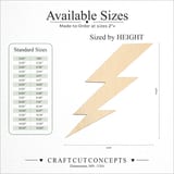 Size reference chart for LIGHTNING BOLT ICON