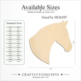 Size reference chart for LONG FACE HORSE HEAD