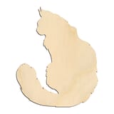Laser-cut baltic birch silhouette of LONG HAIRED SITTING CAT