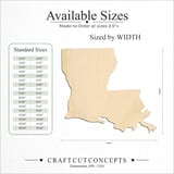 Size reference chart for LOUISIANA STATE CRAFT VARIANT