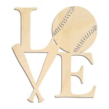 Laser-cut baltic birch silhouette of LOVE BASEBALL