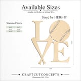 Size reference chart for LOVE BASEBALL