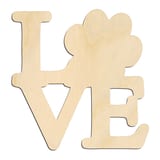 Laser-cut baltic birch silhouette of LOVE PAW PRINT SCRIPT