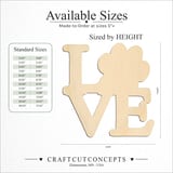 Size reference chart for LOVE PAW PRINT SCRIPT