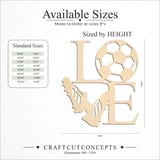 Size reference chart for LOVE SOCCER