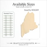 Size reference chart for MAINE STATE CRAFT VARIANT