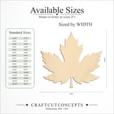 Size reference chart for Pointed Maple Leaf
