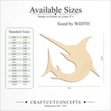 Size reference chart for MARLIN FISH