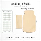 Size reference chart for MASON JAR WITH LABEL
