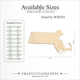 Size reference chart for MASSACHUSETTS STATE CRAFT VARIANT