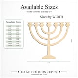 Size reference chart for Menorah Rounded Cup