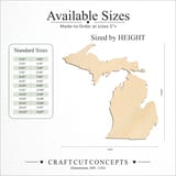 Size reference chart for MICHIGAN STATE SILHOUETTE