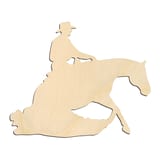 Laser-cut baltic birch silhouette of MOUNTED HORSE AND RIDER