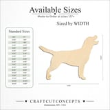 Size reference chart for Mouth Open Standing Retriever