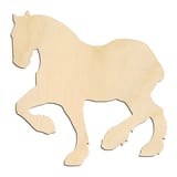 Laser-cut baltic birch silhouette of MUSCULAR STANDING HORSE