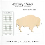 Size reference chart for NATURAL BUFFALO BISON
