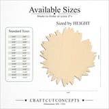 Size reference chart for NATURAL SUN FLOWER