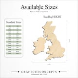 Size reference chart for British Isles Map
