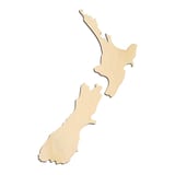 Laser-cut baltic birch silhouette of NEW ZEALAND COUNTRY SHAPE
