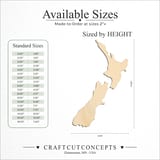 Size reference chart for NEW ZEALAND COUNTRY SHAPE
