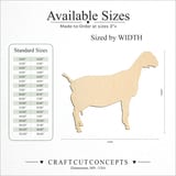 Size reference chart for NUBIAN DAIRY GOAT