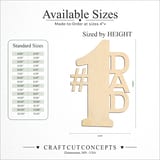 Size reference chart for NUMBER 1 DAD SIGN