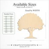 Size reference chart for OAK TREE