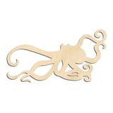 Laser-cut baltic birch silhouette of Octopus Swimming Side Profile