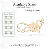Size reference chart for Octopus Swimming Side Profile